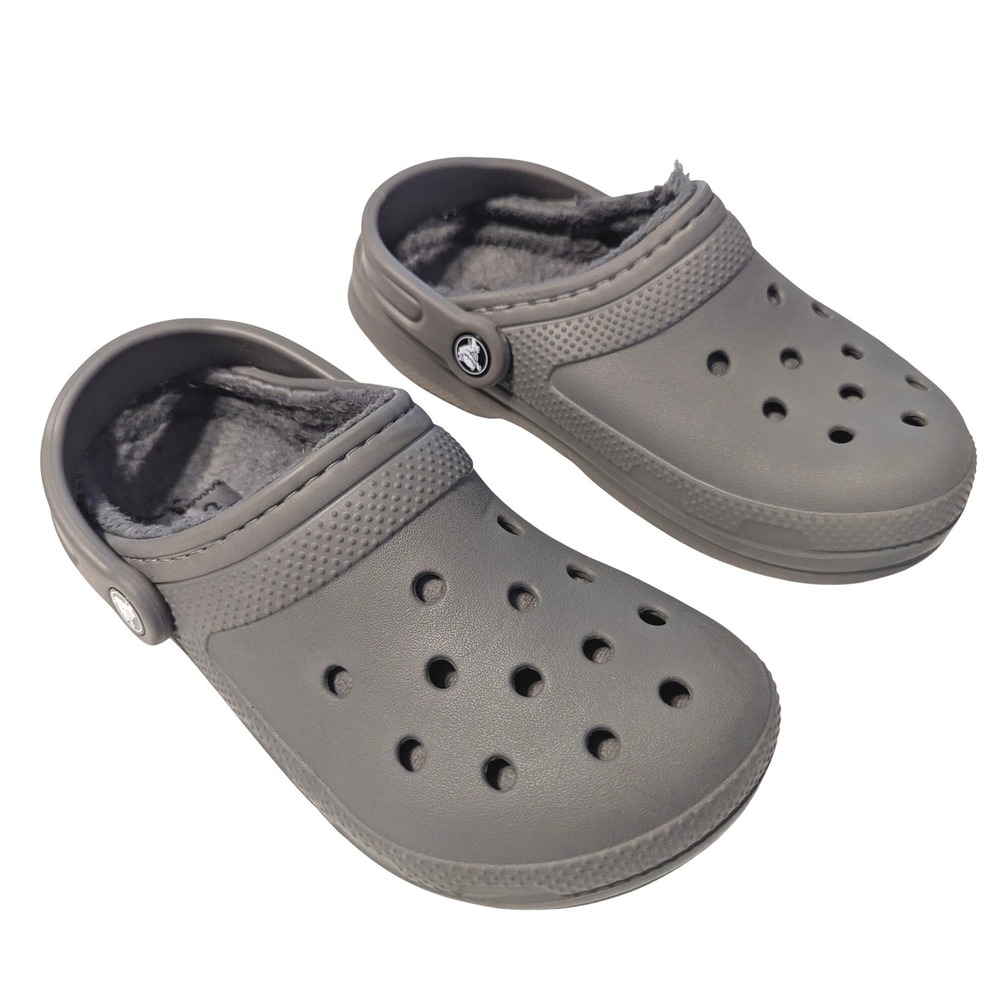 Crocs Classic Lined Clog Slate Grey Faux Fur Fuzzy‎ Inside Comfort 203591 M4/W6